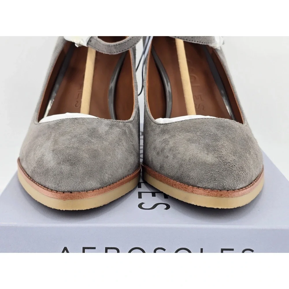 Aerosoles Lois Pump Womens 10M Grey Suede Mary Jane Heel - New